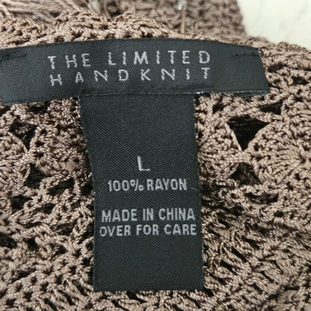 The Limited Hand Knit Tank Top Womens L Brown Crochet Fringe Boho Hippie EUC - Picture 7 of 9